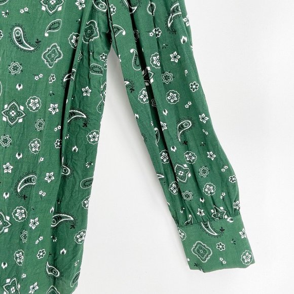 Rails Jesabel Forest Bandana Button Collar Top Shirt Women's Small Green Paisley - Picture 7 of 16